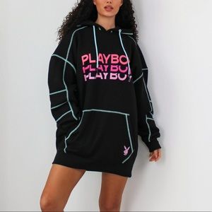 NWT MISSGUIDED x Playboy Black Hoodie Dress